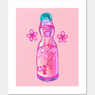 kawaii sakura ramune drink pink japanese cherry blossom aesthetic Posters and Art